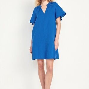 NWT Old Navy Crinkle Gauze Mini Swing Dress, Sapphire Blue (Royal Blue) Size M